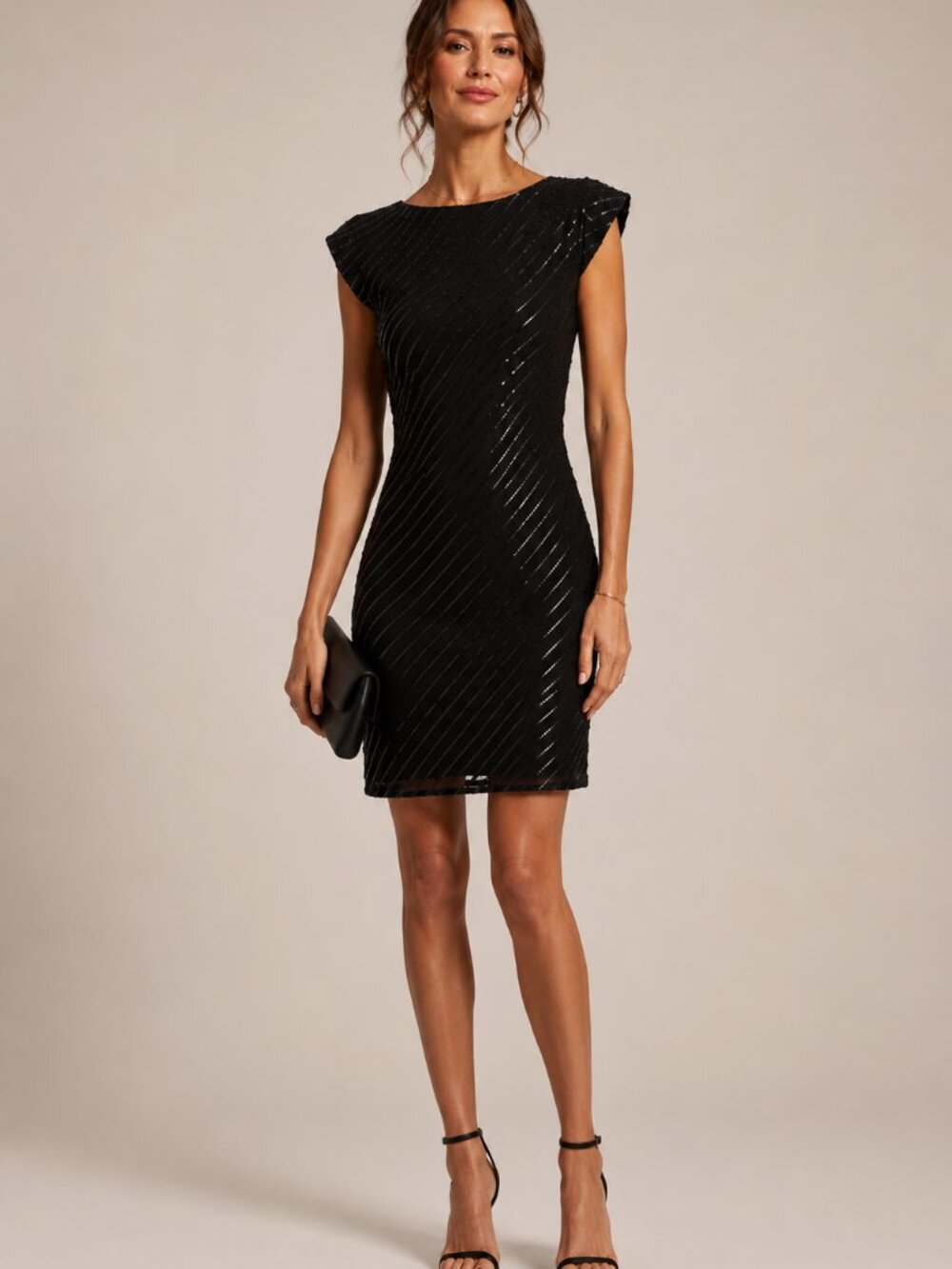 Aidan Mattox Sequin Striped Cocktail Dress XS 2 Black Silk Cruise Resort Party - Picture 8 of 8
